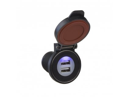 2x USB ve voděodolém IPX3 pouzdře s magnetickou krytkou 12/24V, 2x2,4A - 34557