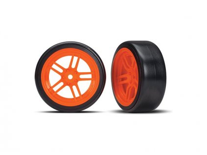 Traxxas kolo 1.9", disk split-spoke oranžový, pneu Drift (2) (přední) - TRA8376A