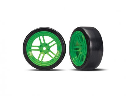 Traxxas kolo 1.9", disk split-spoke zelený, pneu Drift (2) (přední) - TRA8376G