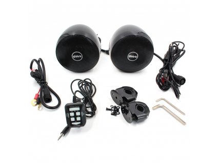 Zvukový systém s reproduktory na motocykl, skútr, ATV s FM, USB, AUX, BLUETOOTH, barva černá - rsm100bl
