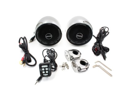 Zvukový systém na motocykl, skútr, ATV s FM, USB, AUX, BT, barva chrom - rsm100ch