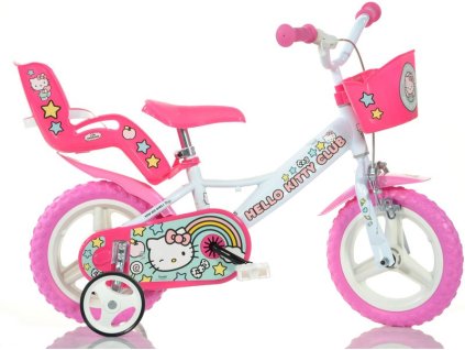 DINO Bikes - Dětské kolo 12" Hello Kitty2 se sedačkou - DB-124RLHK2