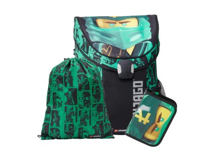 LEGO školní aktovka Easy, 3 dílný set - Ninjago Green - LEGO20015-2201