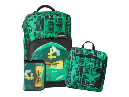 LEGO školní batoh Optimo Plus, 3 dílný set - Ninjago Green - LEGO20228-2201
