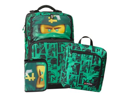 LEGO školní batoh Maxi Plus, 3 dílný set - Ninjago Green - LEGO20229-2201