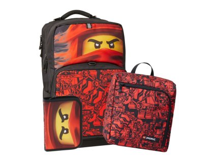 LEGO školní batoh Maxi Plus, 3 dílný set - Ninjago Red - LEGO20229-2202