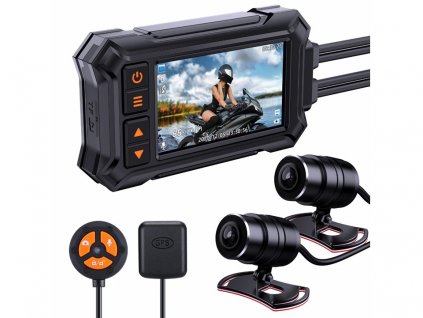 Motocyklová DUAL FULL HD kamera, 3" LCD, IP67 s GPS - dvrb07m