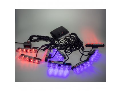 Výstražná LED světla vnější, do mřížky, modro-červená, 12-24V - kf840blre