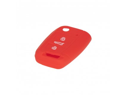 Silikonový obal pro klíč VW, Škoda 3-tlačítkový, červený - 481VW108red