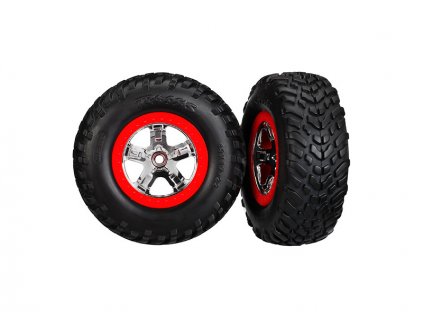 Traxxas kolo 2.2/3.0", disk SCT stříbrný-červený, pneu SCT (2) (2WD přední) - TRA5888