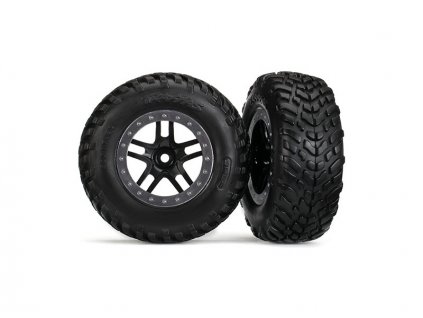 Traxxas kolo 2.2/3.0", disk SCT Split-Spoke černý-saténový, pneu SCT (2) (2WD přední) - TRA5890