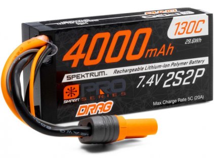 Spektrum Smart Pro LiPo 7.4V 4000mAh 130C Short IC5 - SPMXDRB1