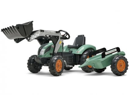 FALK - Šlapací traktor Super Loader s nakladačem a vlečkou zelený - FA-1054AM