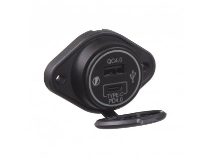 x USB QC4.0 + USB-C zásuvka 12/24V, montáž na povrch - 34659