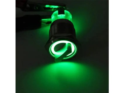 Spínač otočný kulatý, zelené podsvícení - 47068g