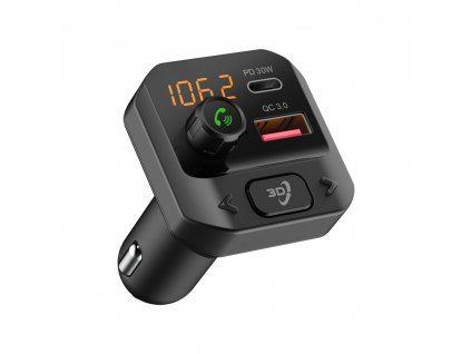 Bluetooth/MP3/FM modulátor bezdrátový s SD portem do CL s 3D stereo, USB-C / USB QC3.0 - 80559QC