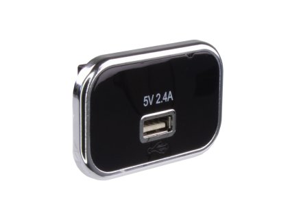 USB 2,4A zásuvka 12/24V, chromový rámeček - 34678.1