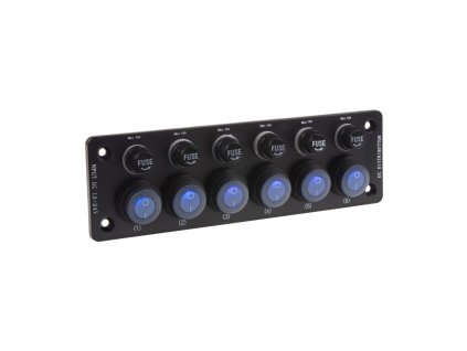 Panel s 6x spínači + 6x pojistky, 12/24V - 47178