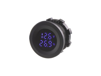 Digitální voltmetr s teploměrem, modrý - 34696
