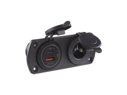 Dvojitá zásuvka do panelu 1x CL + 2x nabíječka USB voděodolná - 34524.2
