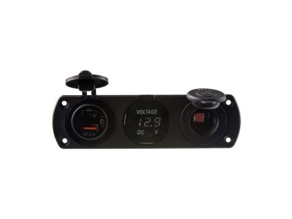 Trojitá zásuvka do panelu CL, Voltmetr, 2x USB nabíječka QC3.0/PD - 34695.2