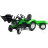 FALK - Šlapací traktor Garden Master s nakladačem a vlečkou zelený - FA-3023AM
