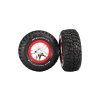 Traxxas kolo 2.2/3.0", disk SCT Split-Spoke stříbrný-červený, pneu KM2 (2) - TRA5975A
