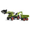 FALK - Šlapací traktor Claas Backhoe s nakladačem, rypadlem a Maxi vlečkou - FA-2070W