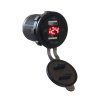 2x USB nabíječka s voltmetrem voděodolná do panelu, červená - 34562R