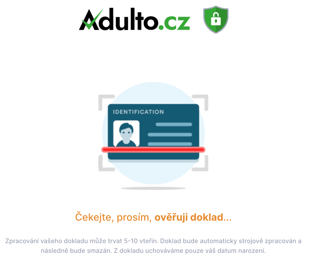 Ověření věku pomocí dokladu totožnosti přes Adulto.cz