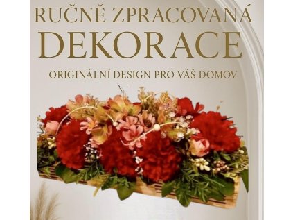 Dekorace - květinové aranžmá umělé v červené - ikebana dřevo, d.50cm