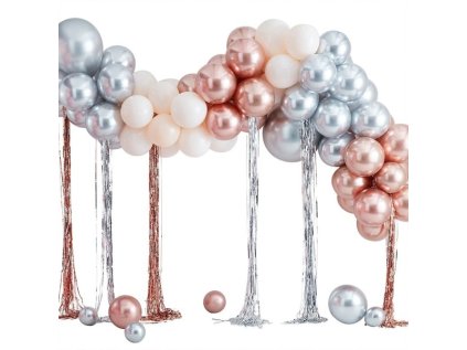 SADA balonku na balonkovy oblouk chrom pastel s dekoracnimi strapcemi 60MIX407