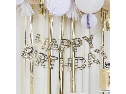 Zlate trasne napis Happy Birthday