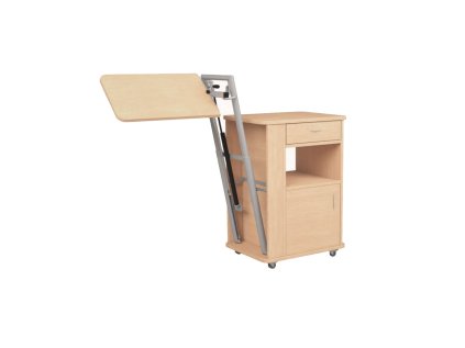 Noční stolek, dřevěný, s výškově nastavitelným stolkem