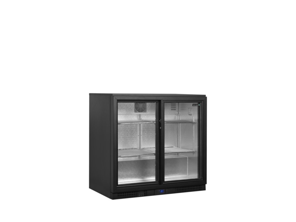 TEFCOLD BA26S – Prosklený minibar s 2 posuvnými dveřmi, černý (182 l)