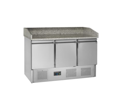 TEFCOLD PT 1365 – Chladicí pizza stůl, 3-dveřový, 368 l, nerezový