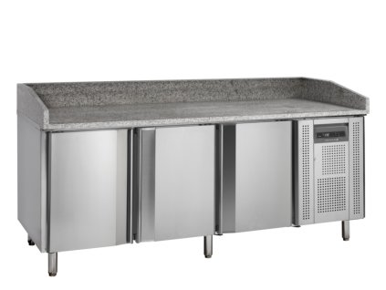 TEFCOLD PT 1300 – Chladicí pizza stůl, 3-dveřový, se zásuvy na plechy, 565 l, nerezový