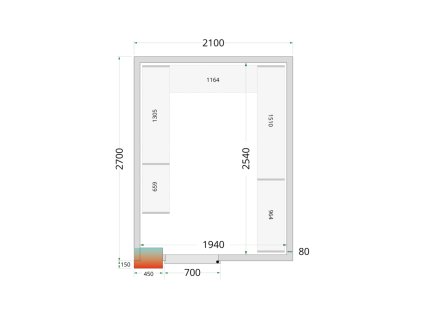 TEFCOLD CR 210x270x220 – Stavebnicový chladicí box, 10,5 m³, izolace 80 mm