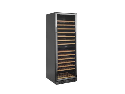 TEFCOLD TFW 400-2S – Prosklená vinotéka, 2-zónová, 1-dveřová, 163 lahví, černá/nerez