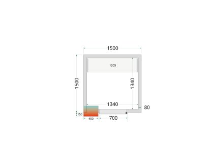 TEFCOLD CR 150x150x220 – Stavebnicový chladicí box, 3,66 m³, izolace 80 mm