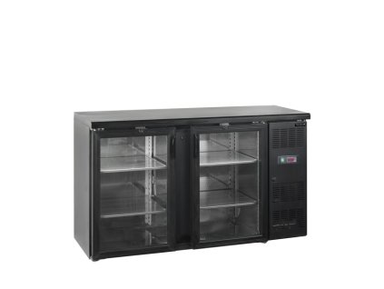 TEFCOLD CBC 210 G – Prosklený minibar, 2-křídlové dveře, 277 l, černý