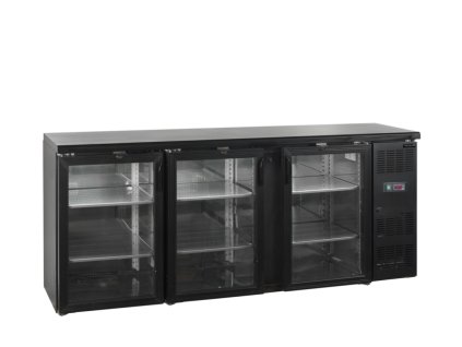 TEFCOLD CBC 310 G - Třídveřová velkoobjemová černá prosklená minibarová lednice (442 l)