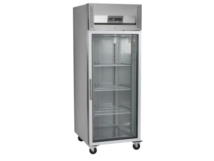 TEFCOLD RK 710 G - Velká komplet nerezová gastro lednice prosklená na kolečkách | 3x police, 484 l, 201 cm
