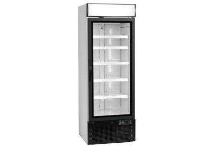 TEFCOLD NC 2500 G - Velká bílá chladící vitrína prosklená se světelnou nástavbou | 5x police, 412 l, 202,2 cm
