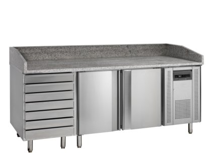 TEFCOLD PT 1310 – Chladicí pizza stůl, 2-dveřový, se zásuvy na plechy, 7-zásuvek na těsto,, 370 l, nerezový  + mikrovlnná trouba zdarma