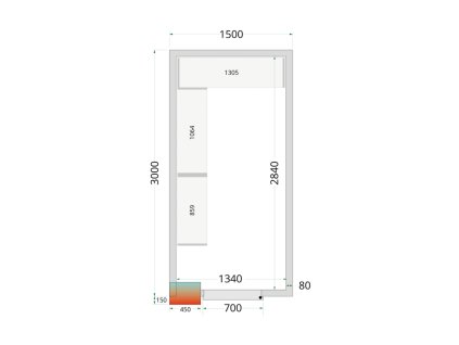 TEFCOLD CR 150x300x220 – Stavebnicový chladicí box, 7,76 m³, izolace 80 mm
