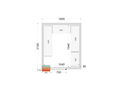 TEFCOLD CR 180x210x220 – Stavebnicový chladicí box, 6,49 m³, izolace 80 mm