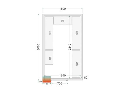 TEFCOLD CR 180x300x220 – Stavebnicový chladicí box, 12,34 m³, izolace 80 mm
