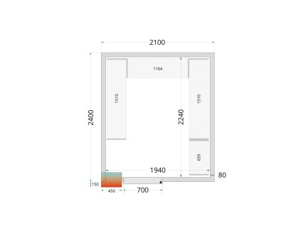 TEFCOLD CR 210x240x220 – Stavebnicový chladicí box, 8,87 m³, izolace 80 mm