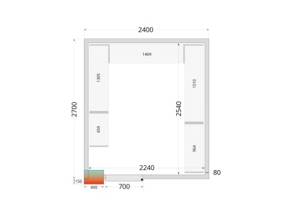 TEFCOLD CR 240x270x220 – Stavebnicový chladicí box, 11,6 m³, izolace 80 mm